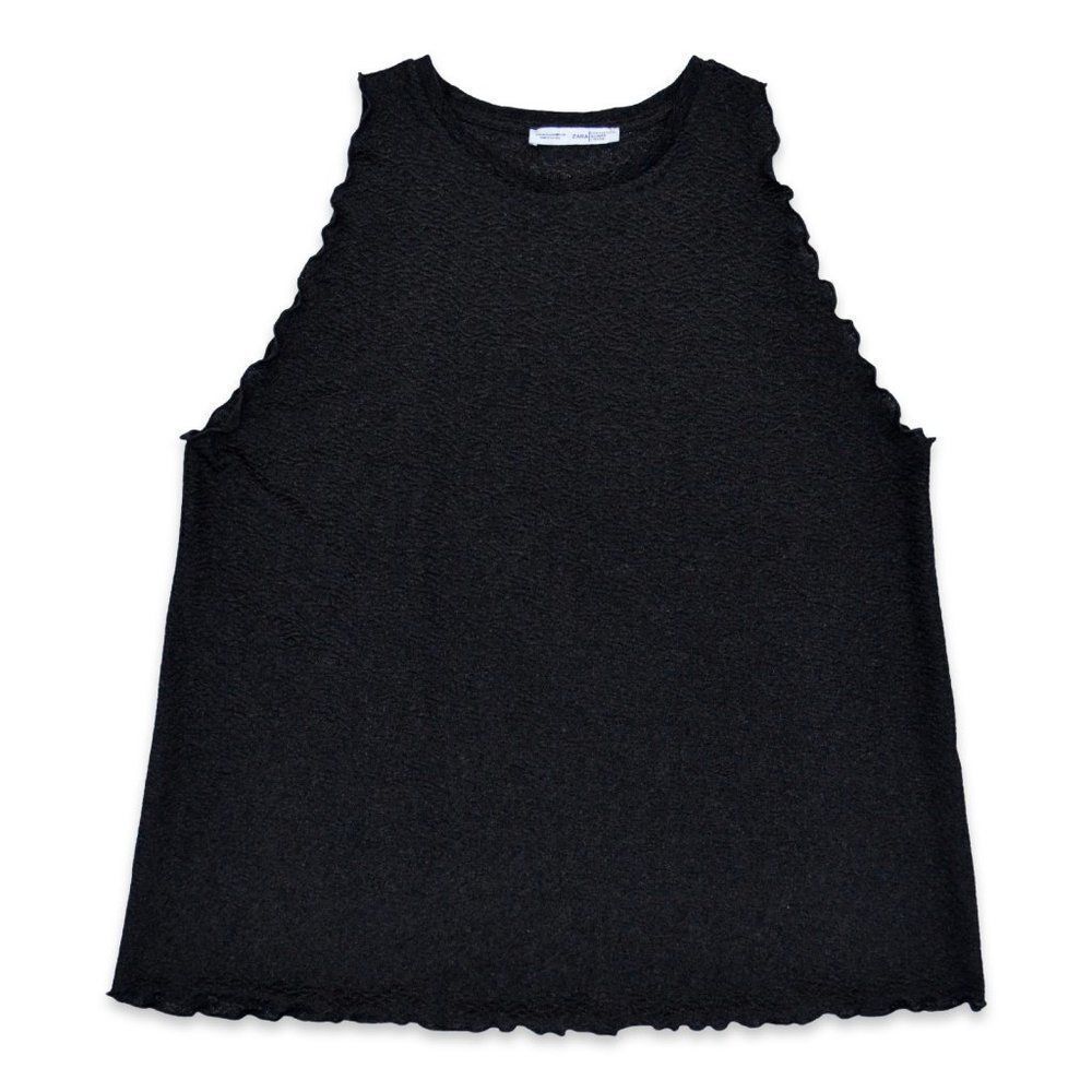 Zara Scallop Tank Top Black